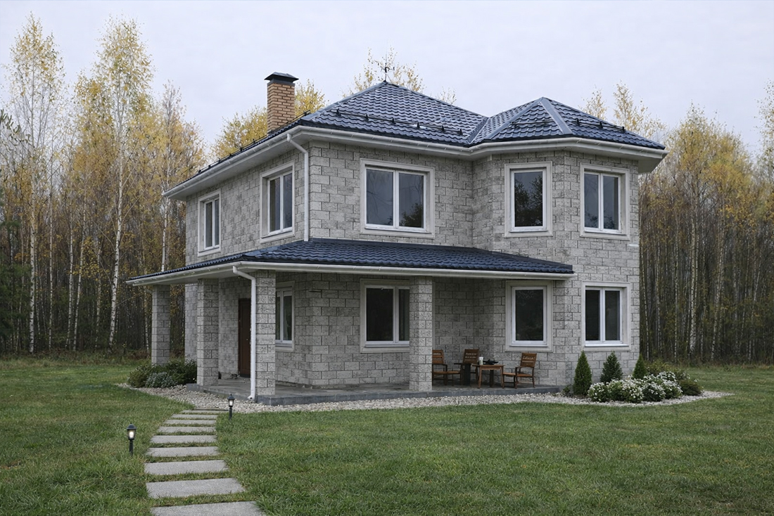 Проект дома из теплоблоков — Дом с эркером, ~195 м²